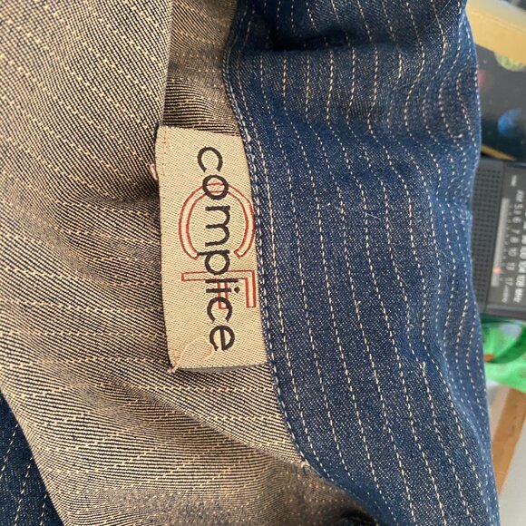 Women's Pin Stripe Long Denim Jacket - Picture 5 of 10